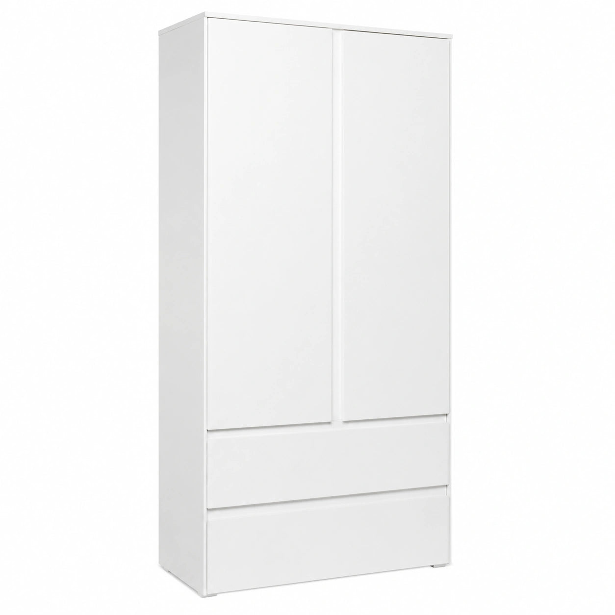 Vielseitiger Schrank mit griffloser Front in Weiß Matt, 80x191x40 cm