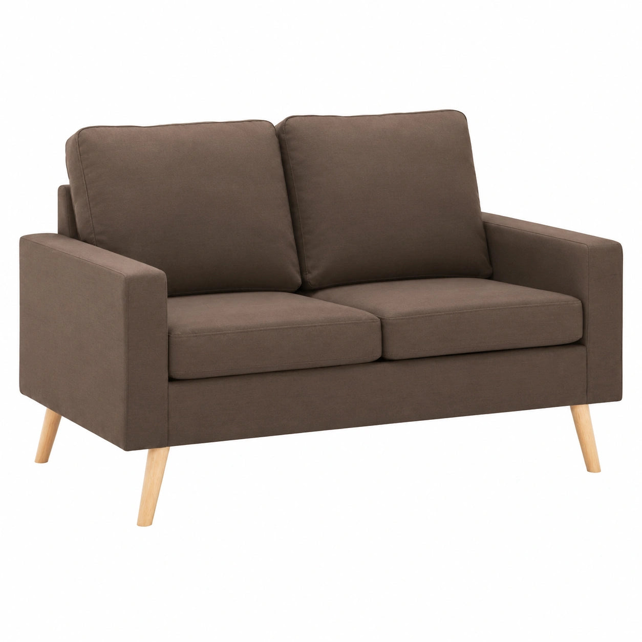 Gemütliches 2-Sitzer Sofa aus Stoff mit Holzrahmen, Braun