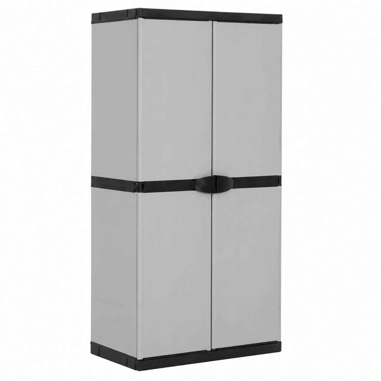 Garten Geräteschrank mit 3 Regalböden, Kunststoff, Grau/Schwarz, 68x40x168 cm