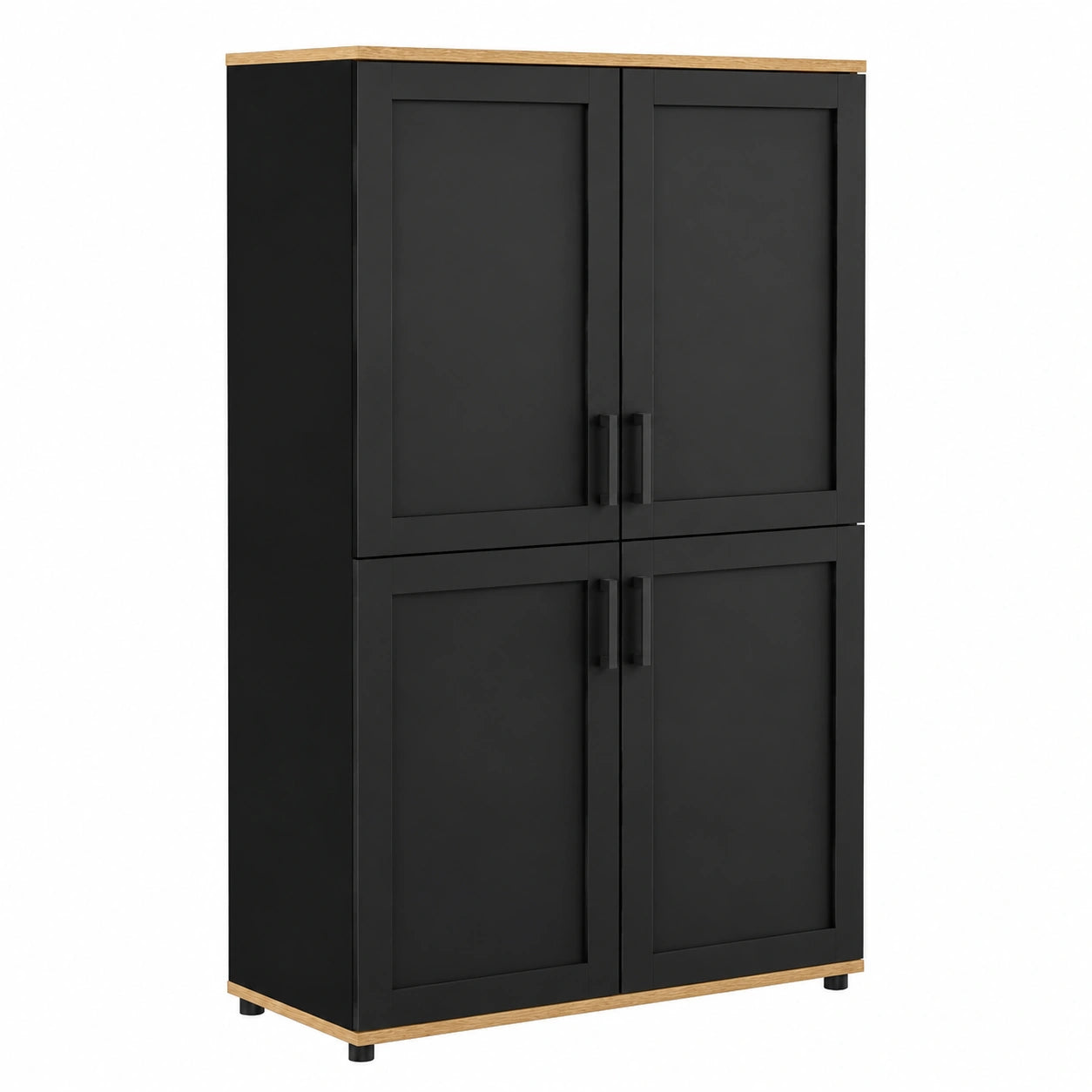 IDMarket VITO Highboard 125 cm, 4 Türen, Schwarz und Holzoptik