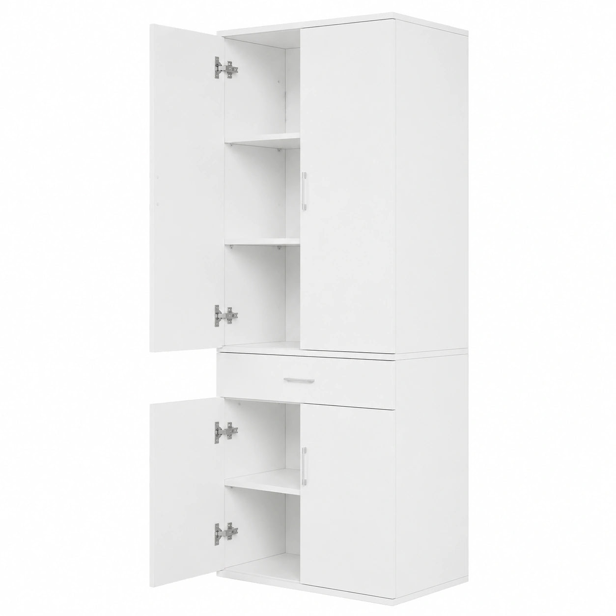 eSituro Mehrzweckschrank mit Schubladen und Türen, Weiß, 60x180x34 cm