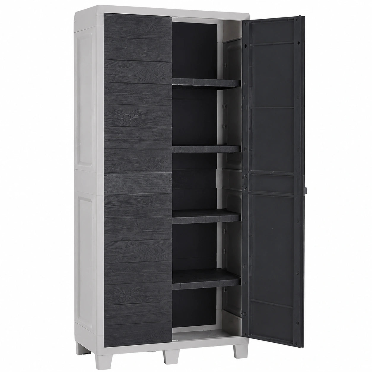 TOOMAX Großer Kunststoffschrank mit 2 Türen, Lichtgrau/Anthrazit, 78x46x182 cm