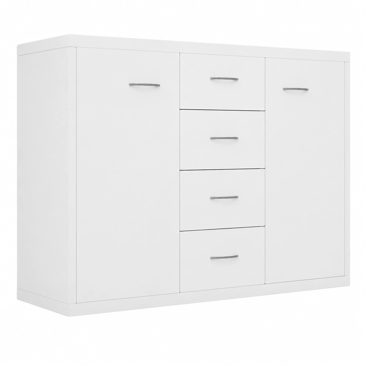 Moderner Sideboard mit Schubladen und Türen, Weiß, 88x30x65 cm