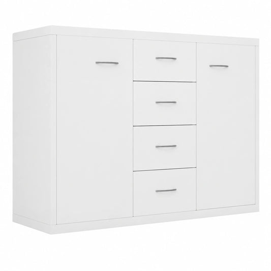 Moderner Sideboard mit Schubladen und Türen, Weiß, 88x30x65 cm