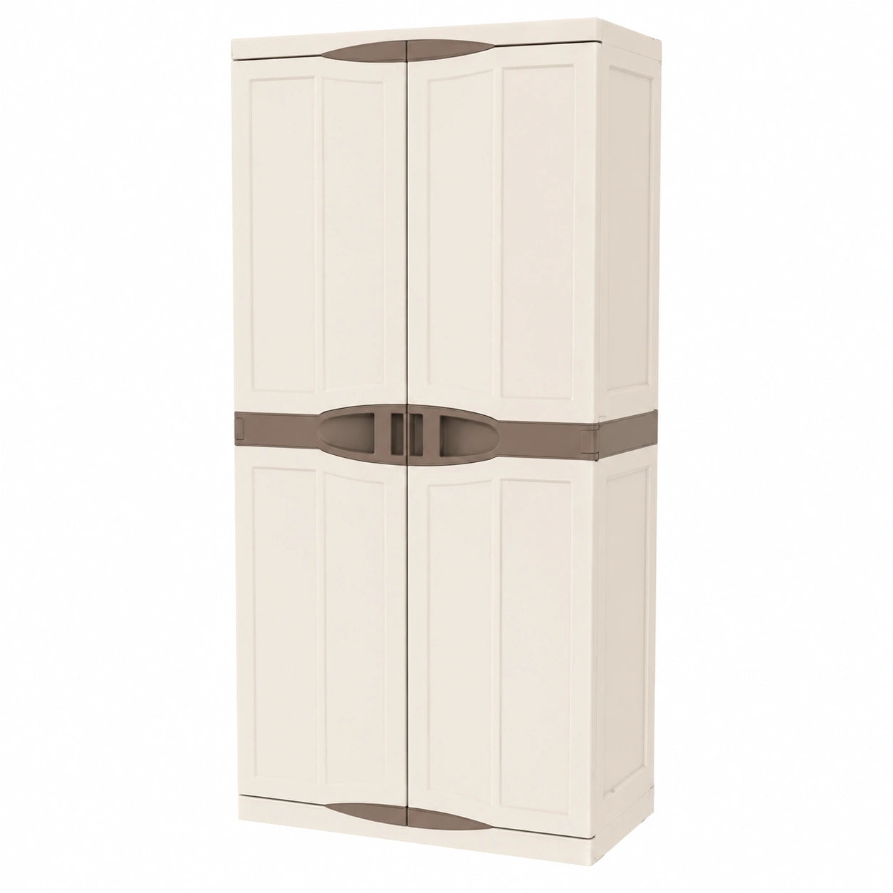 Vielseitiger Aufbewahrungsschrank für Innen und Außen, mobil mit 1 Tür und 4 Regalböden, hergestellt in Italien, 70x47x178 cm, beige