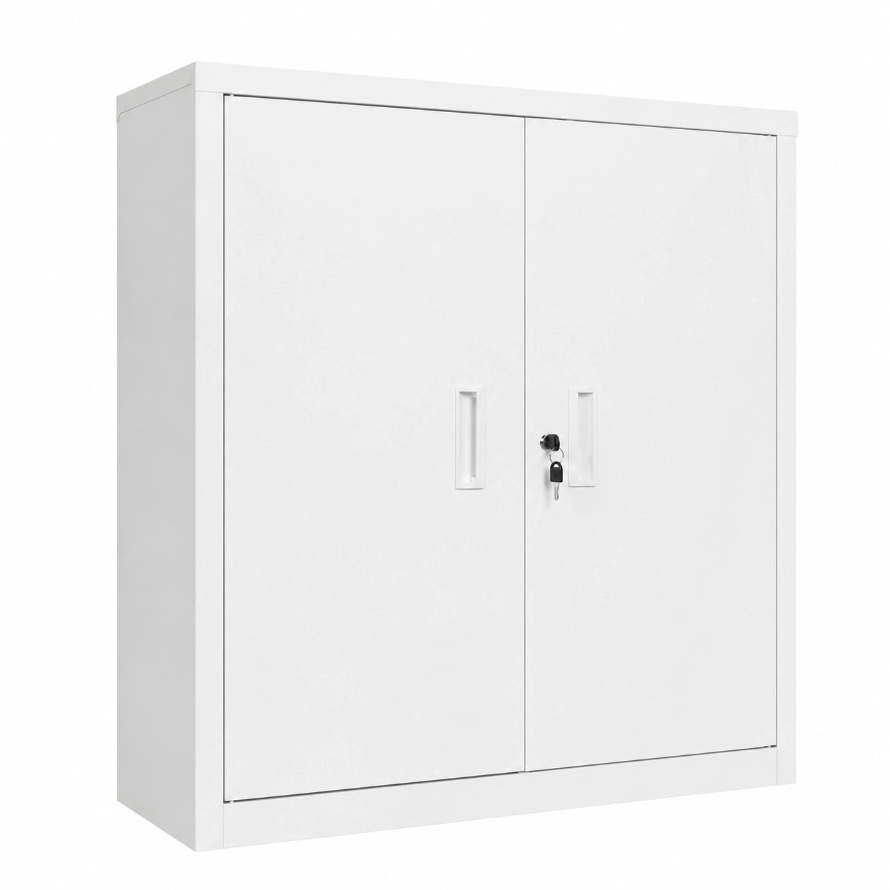 WOLTU Metallschrank abschließbar, höhenverstellbare Böden, Büroschrank mit Schloss, Weiß, 90x92x40 cm