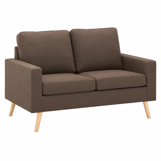 Gemütliches 2-Sitzer Sofa aus Stoff mit Holzrahmen, Braun