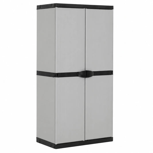 Garten Geräteschrank mit 3 Regalböden, Kunststoff, Grau/Schwarz, 68x40x168 cm
