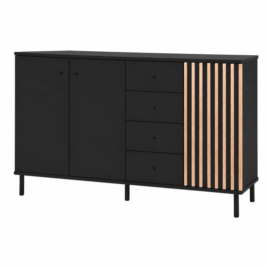 Calicosy Sideboard 160 cm in Eiche Artisan und Schwarz, Spanplatte und MDF, Esszimmermöbel