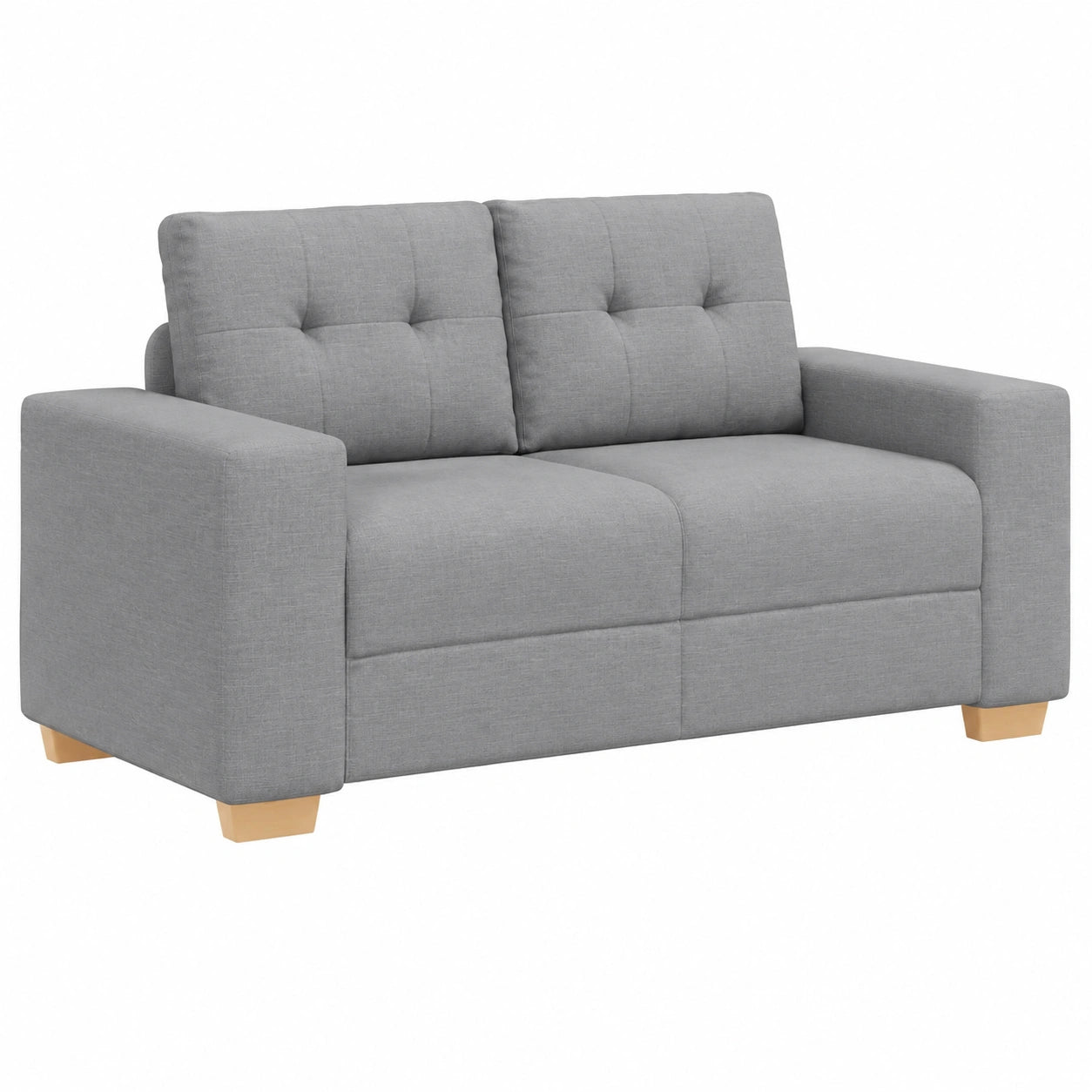 Elegantes 2-Sitzer Sofa in Hellgrau, 160x77x82 cm, Stoffbezug