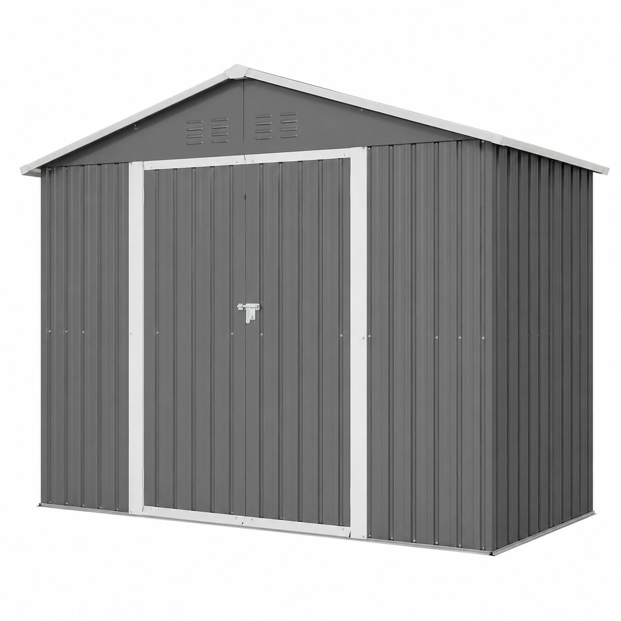 Metallgerätehaus mit Pultdach 230x180 cm, wetterbeständiger Stahl, inklusive Boden, Tür und Belüftung, ideal für Fahrräder und Gartengeräte, Grau