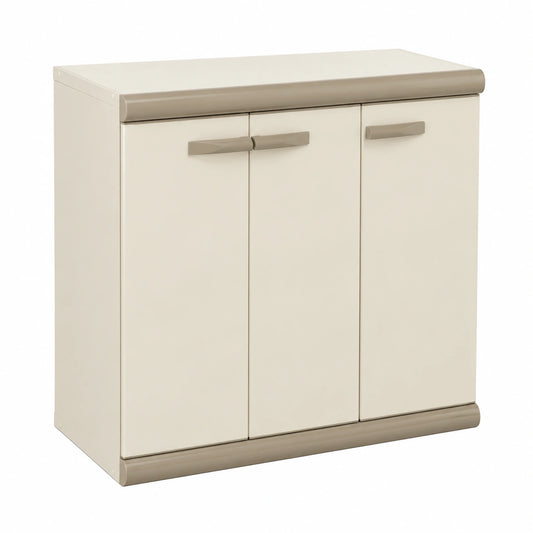 Gardiun Arizona Kunstharz-Unterschrank, Beige, mit 3 Türen, 93,6 x 39 x 86 cm