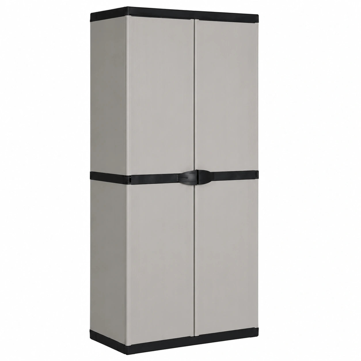 Kunststoff-Gartenschrank mit 3 Einlegeböden, Grau/Schwarz, 68x40x168 cm