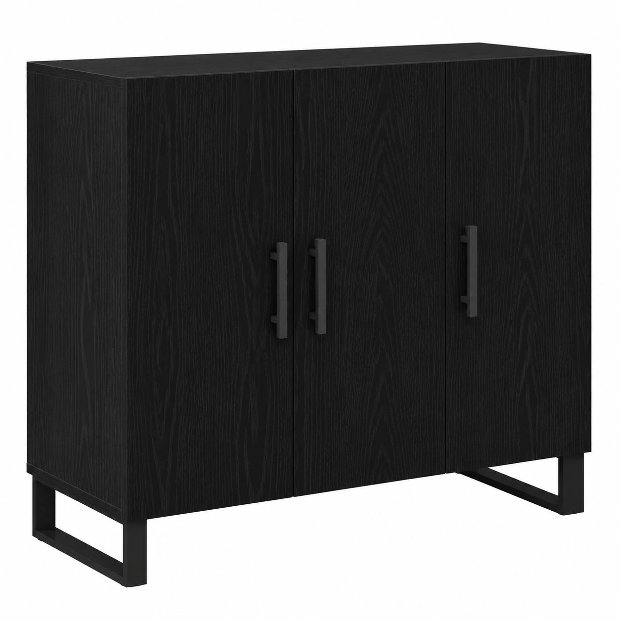 Moderner schwarzer Sideboard aus Holzwerkstoff mit Eichenoptik - 90 x 34 x 80 cm