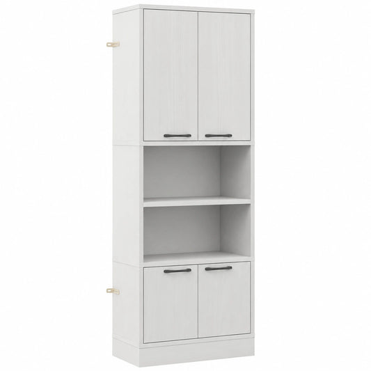 COSTWAY Küchenschrank 190cm, Vorratsschrank mit Sicherheitsscharnieren, Regalen & Kippschutz, Freistehendes Sideboard für Esszimmer & Wohnzimmer, Hellgrau