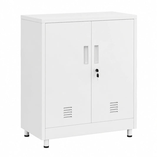 JINGUR Metallschrank, abschließbarer Büroschrank, vielseitiger Stahlschrank, kompakter Lagerschrank, weiß