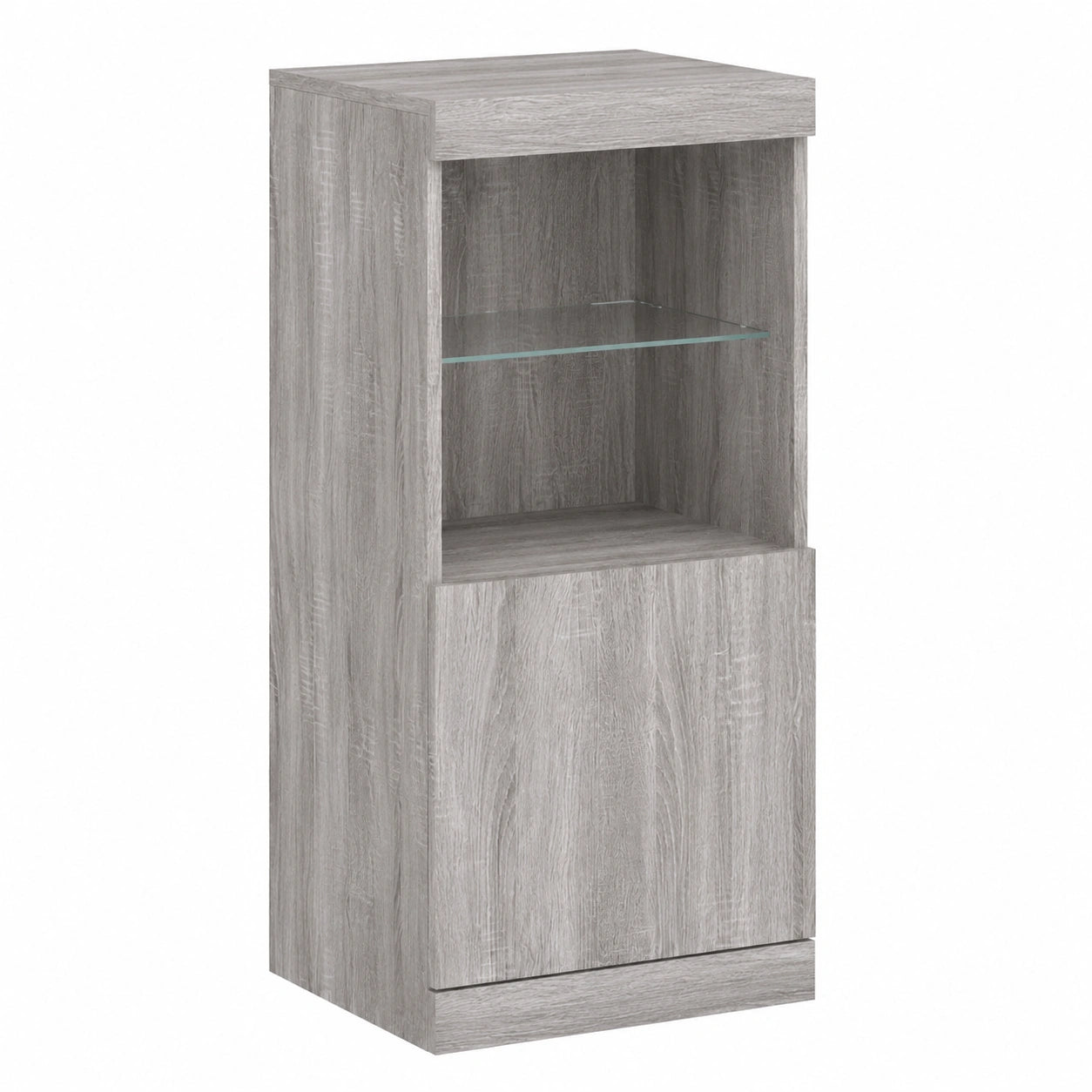 Moderner Sideboard-Schrank mit LED-Beleuchtung und viel Stauraum, Grau Sonoma