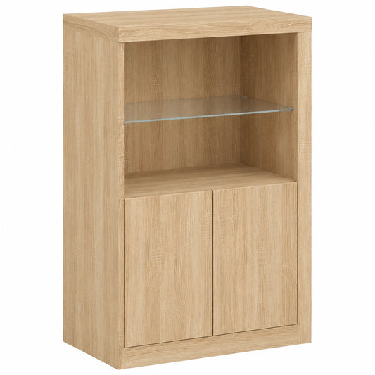 Moderne Sideboard mit LED-Beleuchtung, Vielseitiger Aufbewahrungsschrank aus Sonoma-Eiche