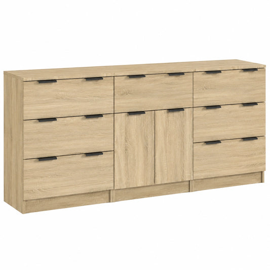 Moderner Sideboard aus Holzwerkstoff in Sonoma Eiche-Optik mit Schubladen und Türen