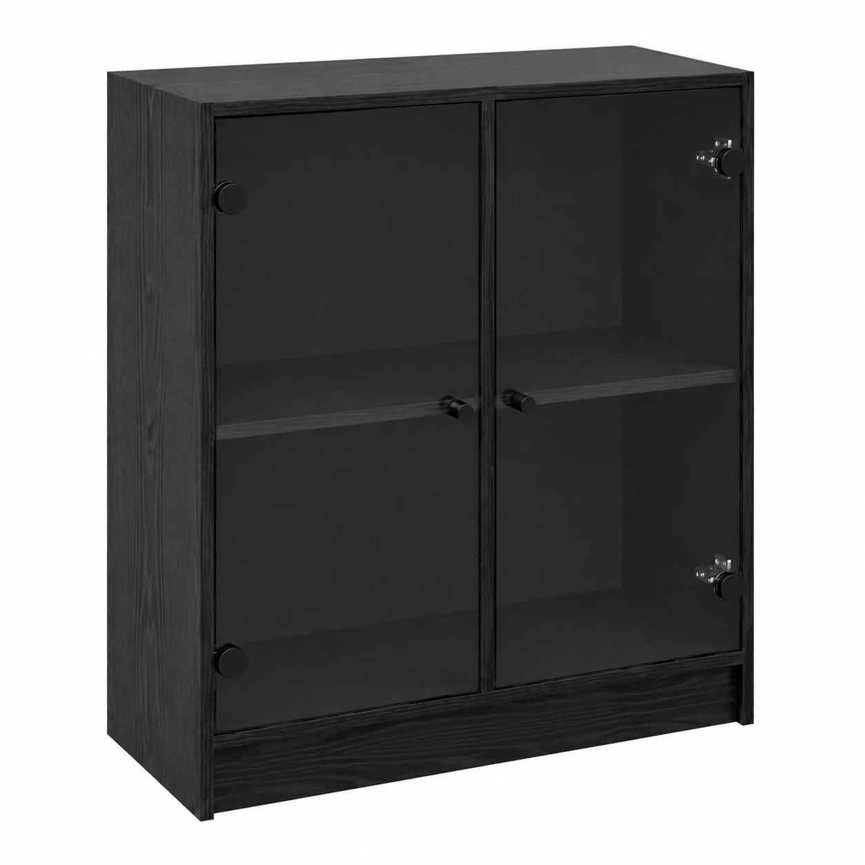 Moderner Seitenschrank in Eiche-Schwarz, 68x37x75,5 cm, Funktionales Design für Wohnzimmer