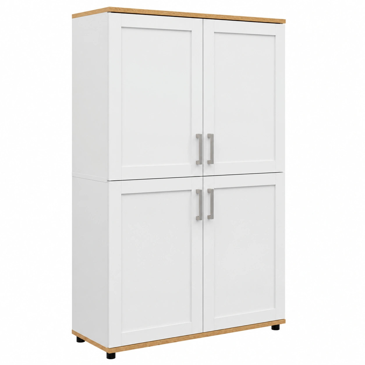 IDMarket - Hohes Sideboard VITO mit 4 Türen, Weiß und Holz, 125 cm