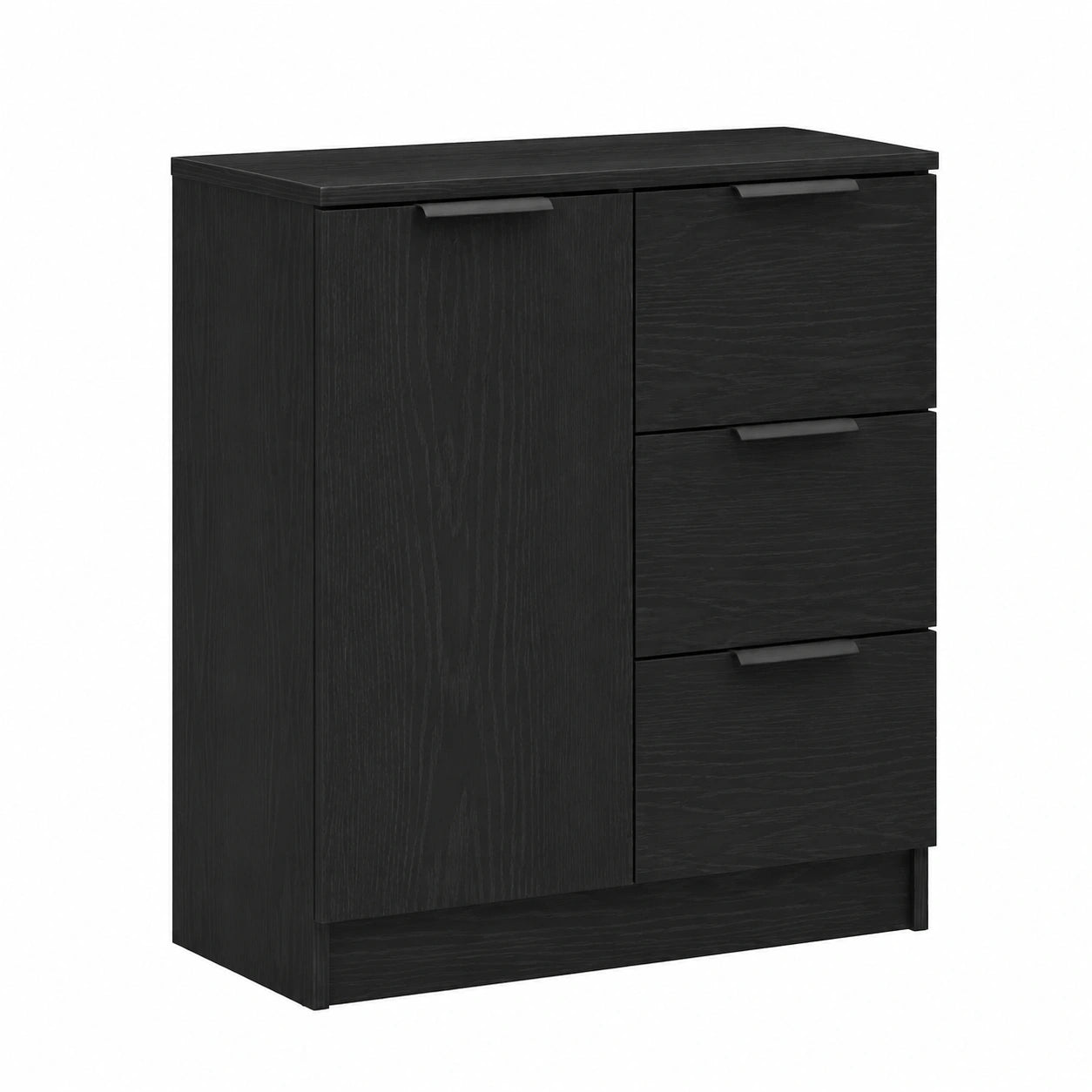 Schwarzes Eiche Sideboard mit Schubladen und Türen für Wohnzimmer