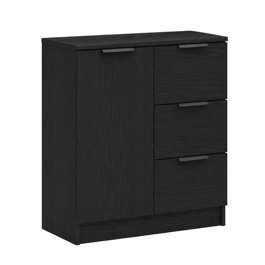 Schwarzes Eiche Sideboard mit Schubladen und Türen für Wohnzimmer