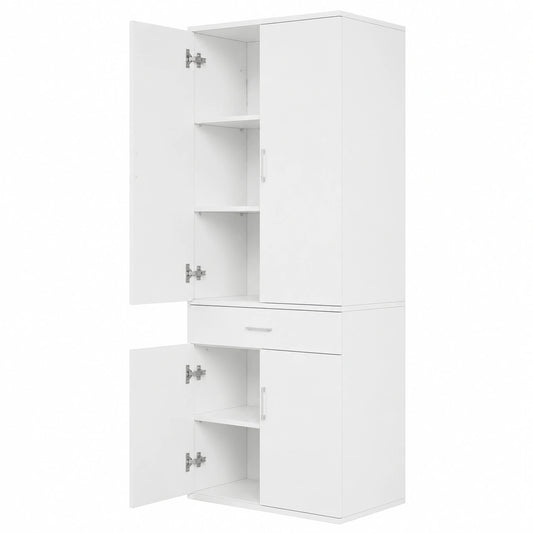 eSituro Mehrzweckschrank mit Schubladen und Türen, Weiß, 60x180x34 cm