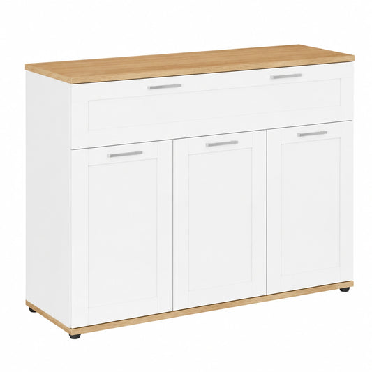 IDMarket - Sideboard 100 cm VITO mit 3 Türen und 1 Schublade, Weiß und Holzoptik