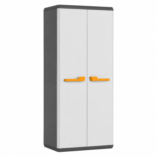 Keter Rio Mehrzweckschrank mit höhenverstellbaren Böden, 68x39x166 cm, grau/gelb
