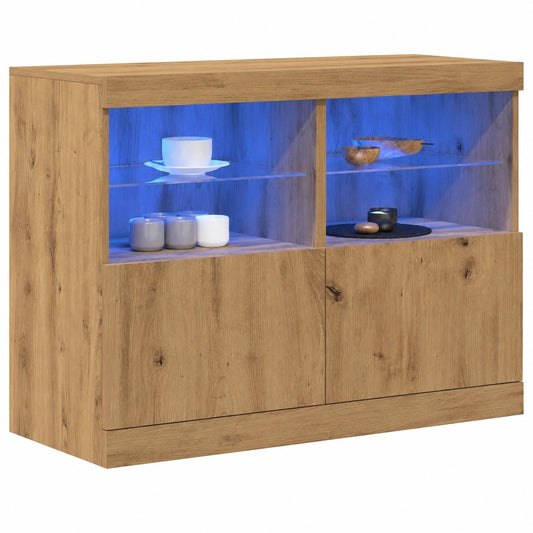 Moderner LED-Sideboard in Braun, 81x37x66,5 cm, mit Holzwerkstoff und Beleuchtung